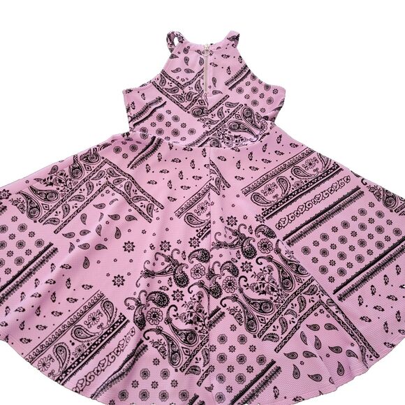 Justice Girls Lilac Sleeveless Party Dress Paisley Bandana Pattern Size L 12/14 - Picture 2 of 6